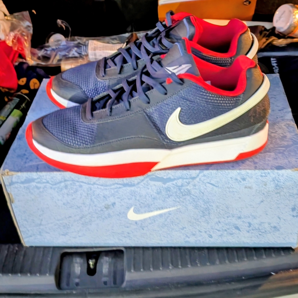 Ja' Morant Nike Men’s Athletic Shoes — Navy and Red with White Swoosh
